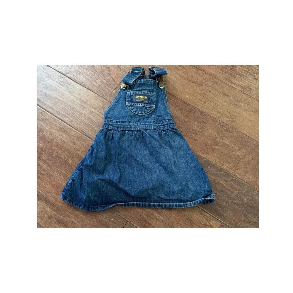 Vintage OshKosh Bgosh Girls Denim Jumper Dress Medium Wash Blue 9-12 Months